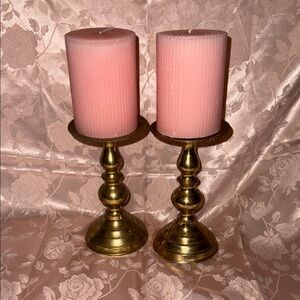Vintage Hosley Brass Candle Holders